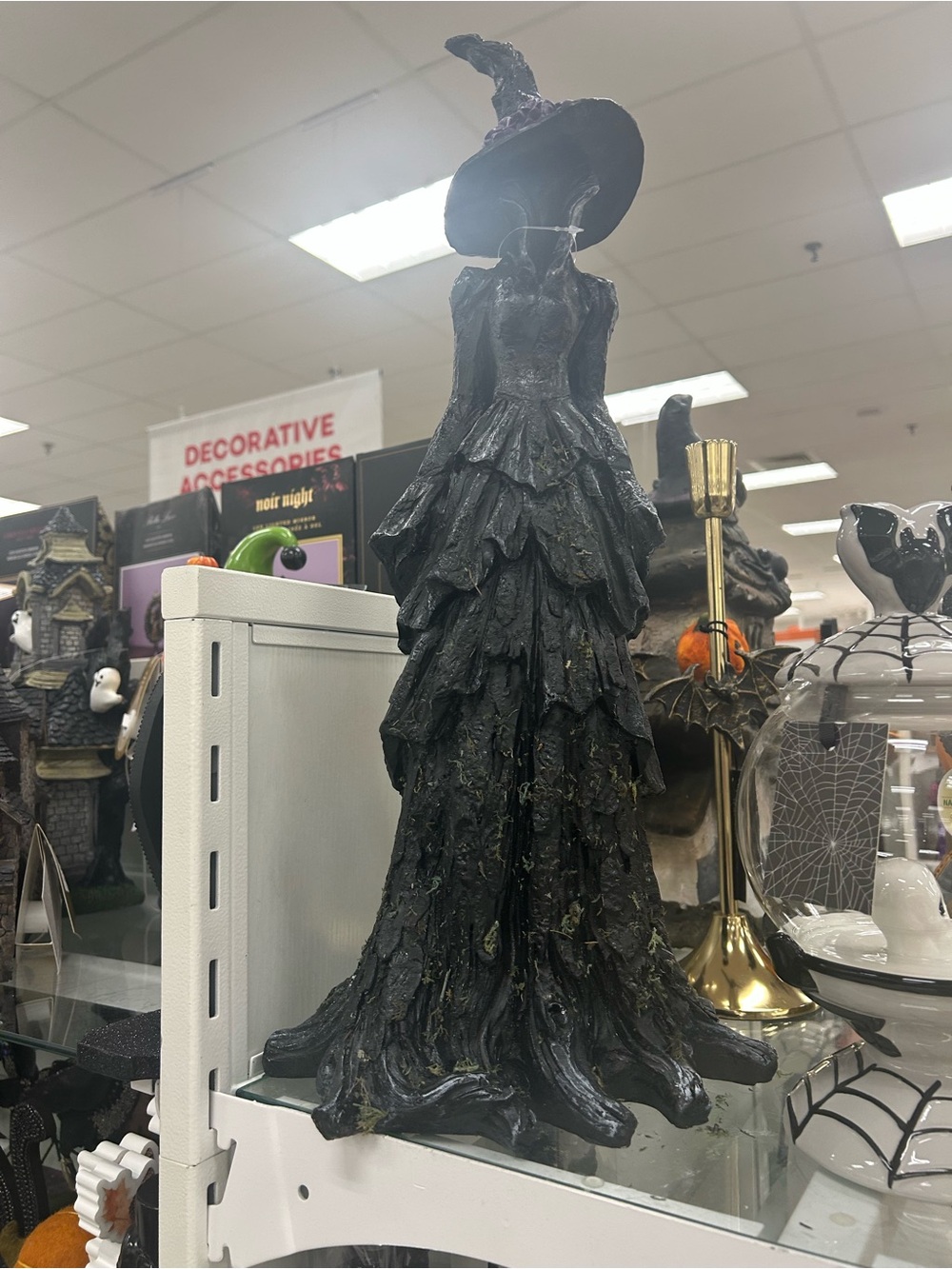NWT Tahari home Madison Black Witch Figurine Decorative Statue purple flowers